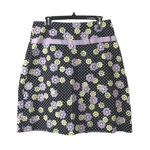 Women's Outfit JP Black Mini Skirt w/ Yellow/Lavender Flowers/Polka Dots. 12